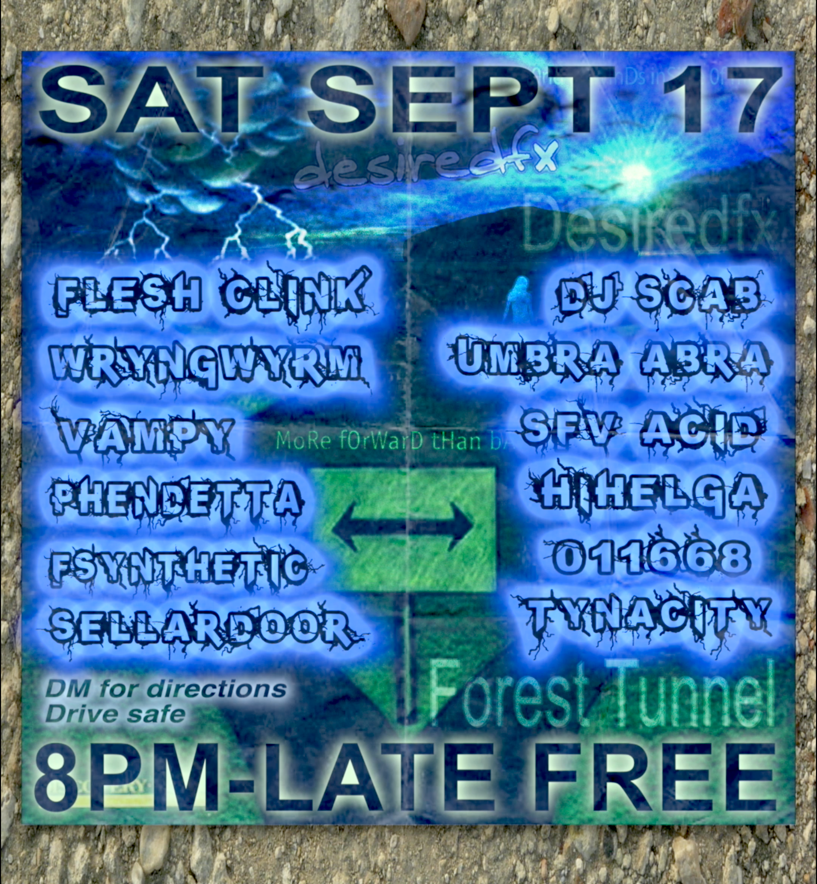 desiredfx FREE RAVE mountain forest tunnel - フライヤー表