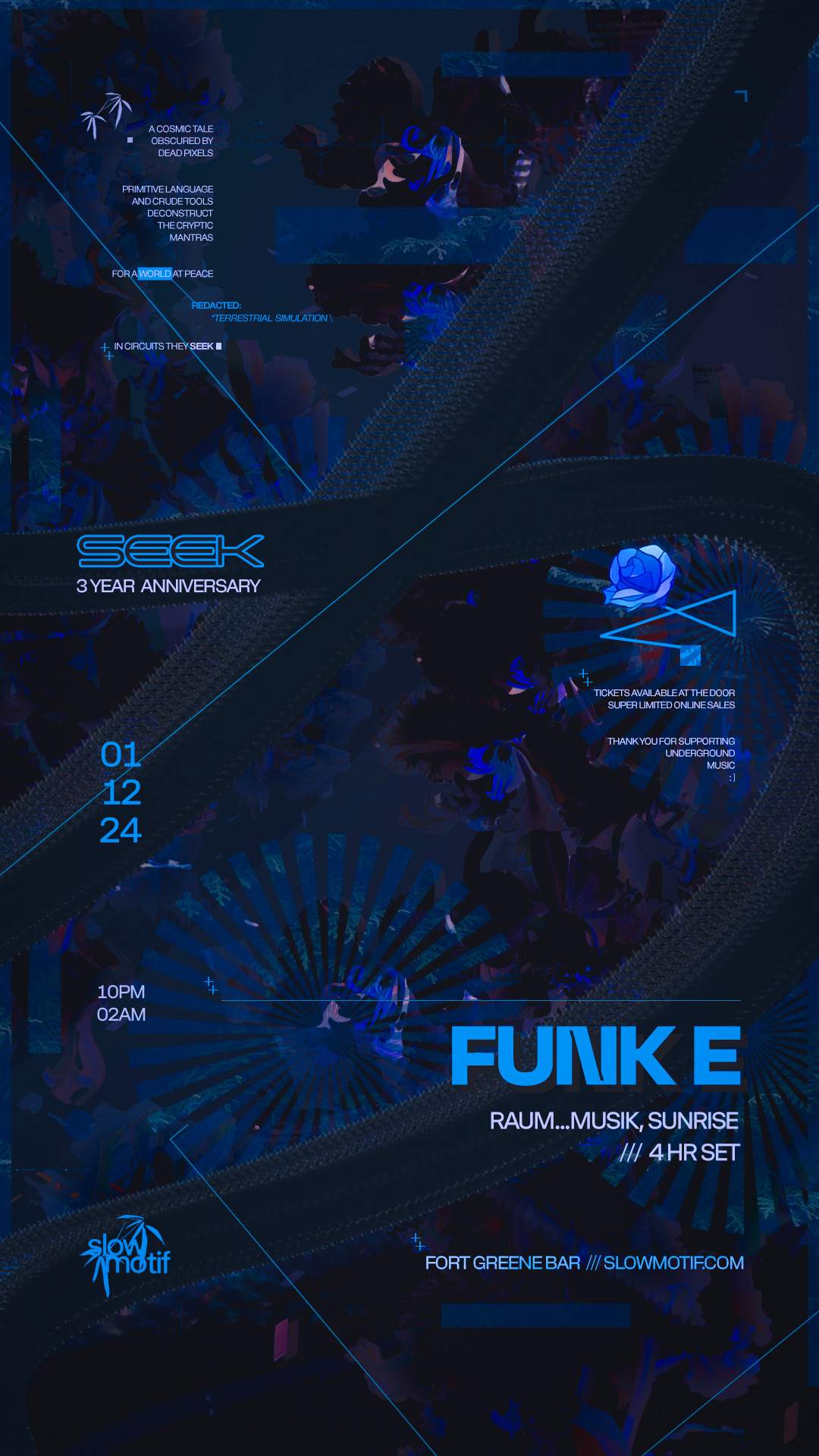 Funk E (Raum...Musik, Sunrise) /// SEEK 3 YEAR ANNIVERSARY - フライヤー表