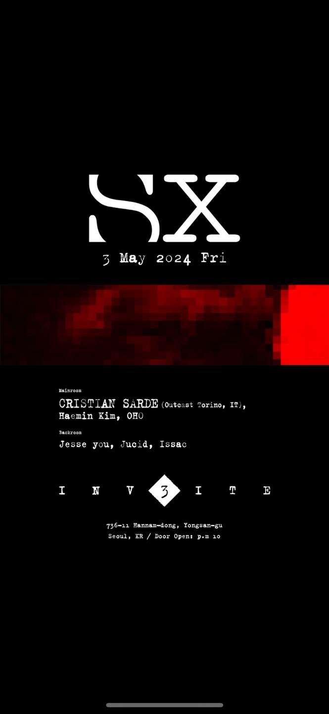 Sx: Invite vol.3 Cristian Sarde - フライヤー表