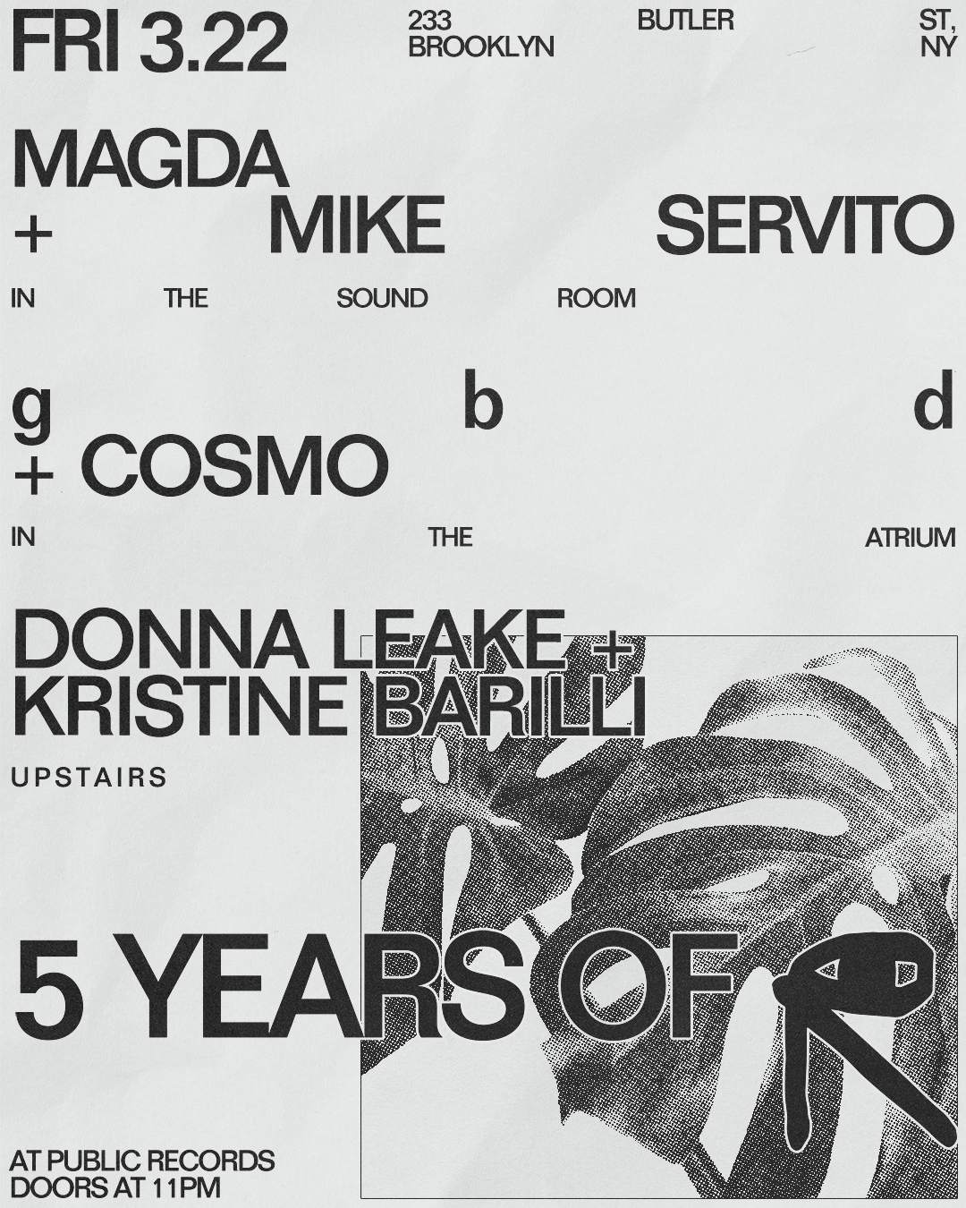 5 Years of PR: Magda + Mike Servito / gbd + Cosmo / Donna Leake + Kristine Barilli - フライヤー表