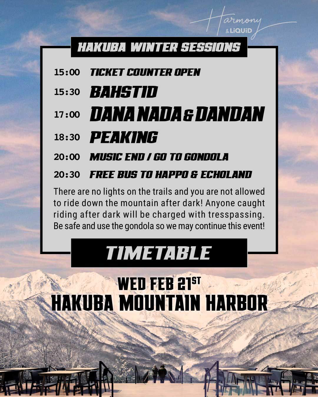 Hakuba Winter Sessions (w/DANA NADA & DANDAN) by Harmony & LiQUiD - フライヤー裏