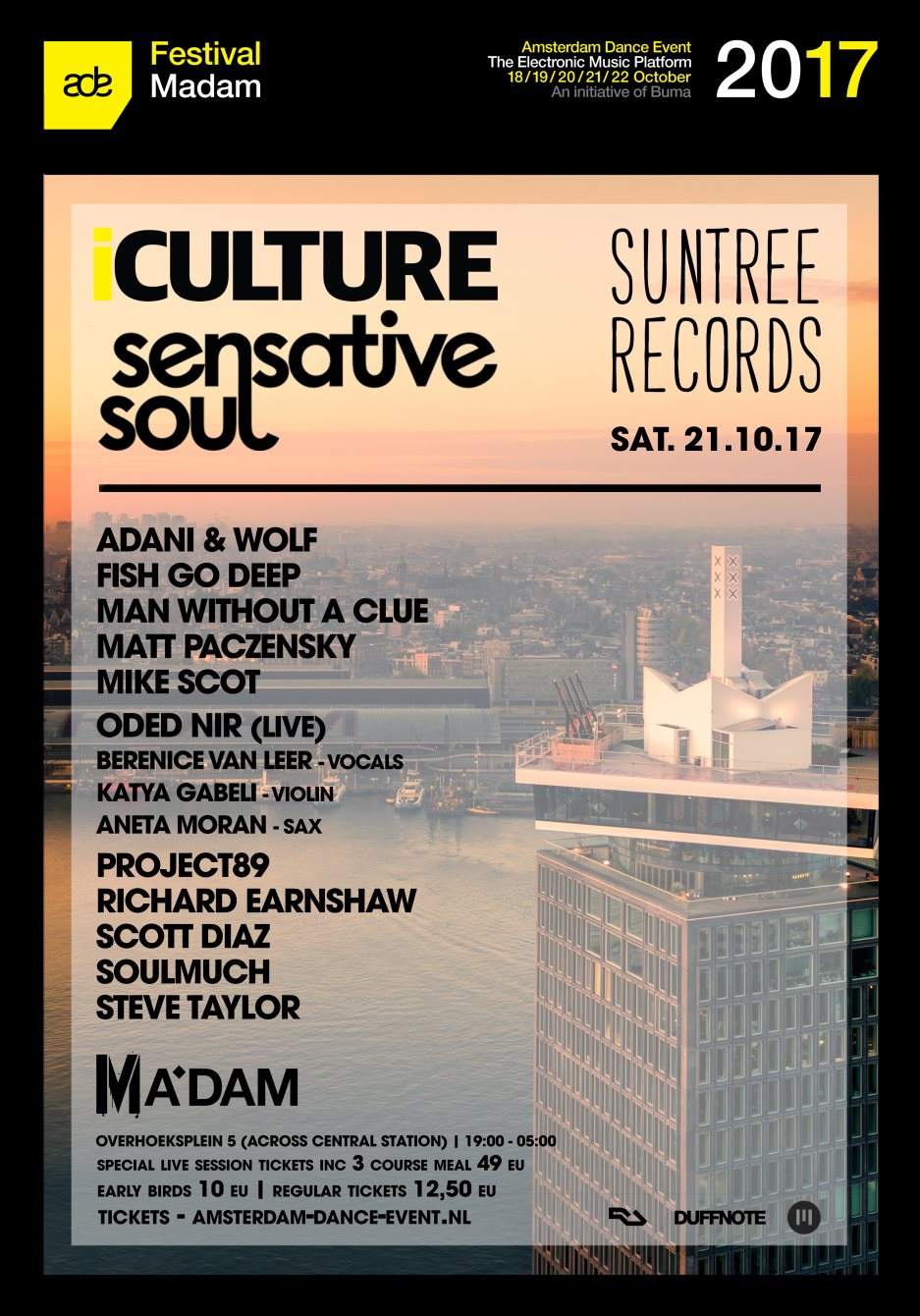 ADE 2017: Iculture x Sensitive Soul x Suntree Records - フライヤー表