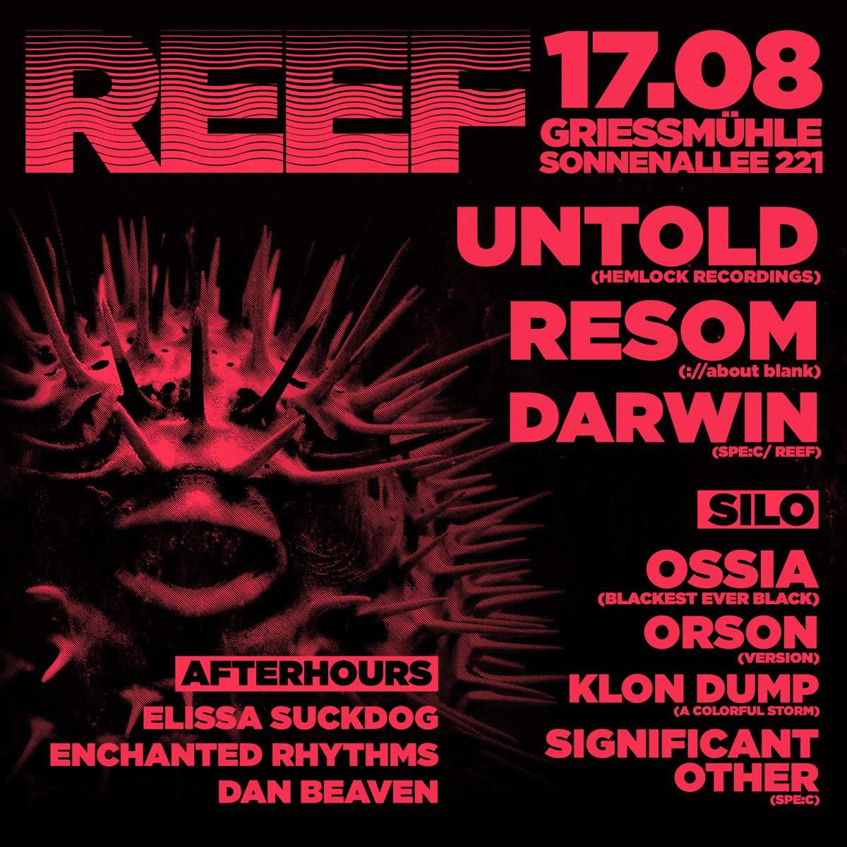 Reef with Untold, Resom, Ossia, Orson - フライヤー表