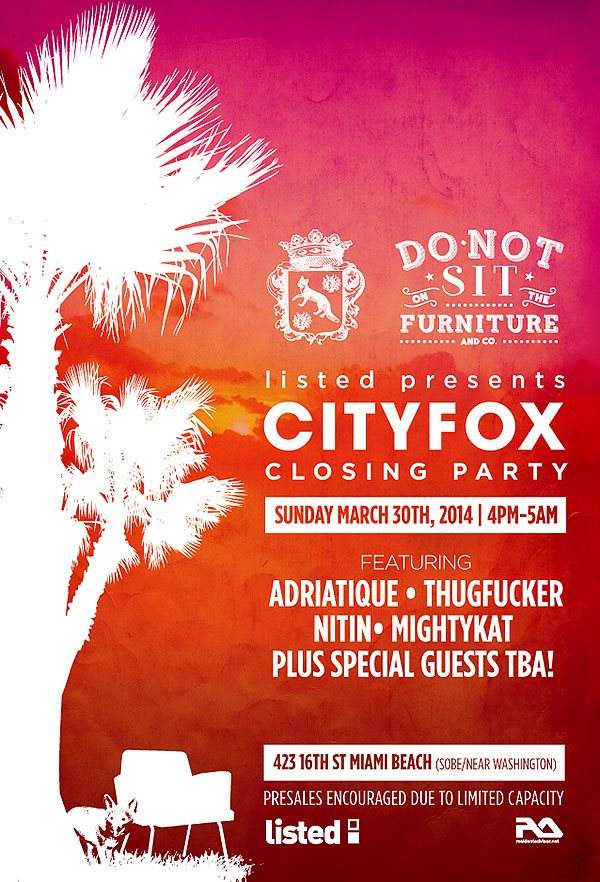 Do Not Sit On the Furniture - Cityfox Closing Party - Página frontal
