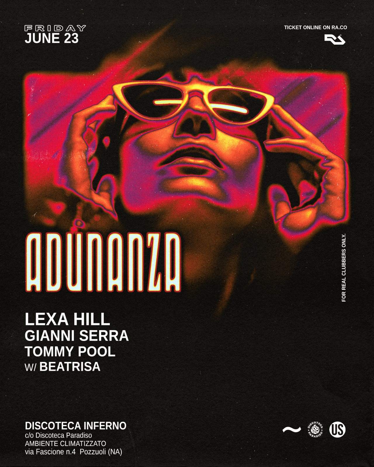 ADUNANZA ~ 27 • Lexa Hill + GIANNI SERRA + TOMMY POOL + BEATRISA - フライヤー表