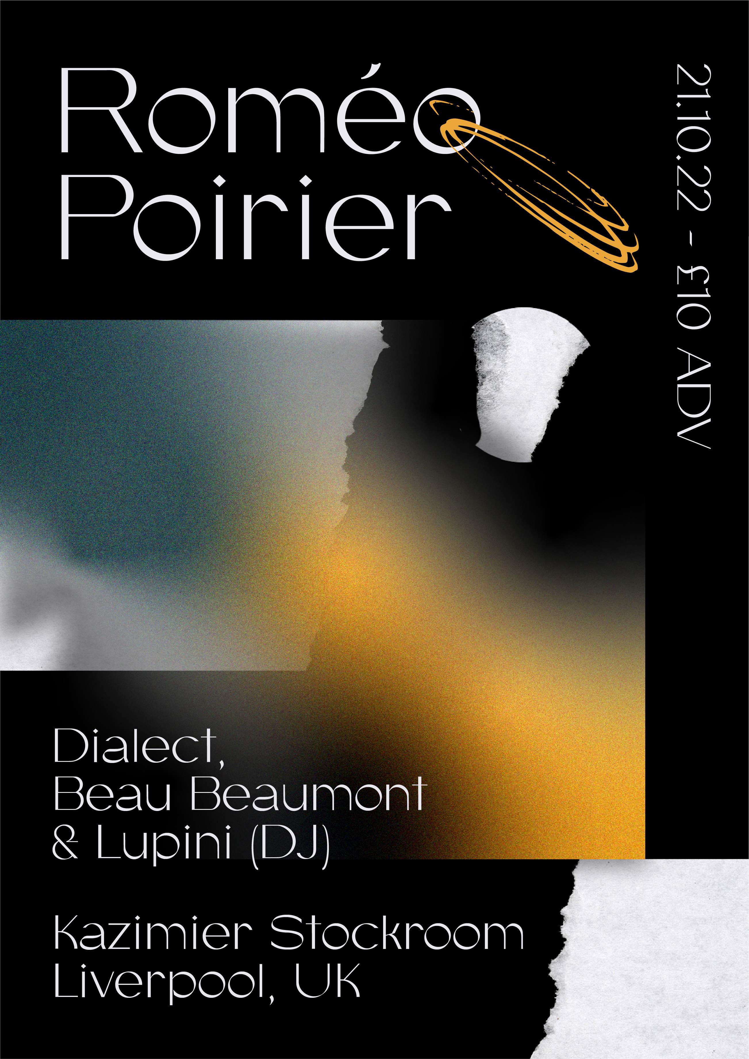 Roméo Poirier, Dialect, Beau Beaumont & Lupini (DJ) - Kazimier Stockroom - Página frontal