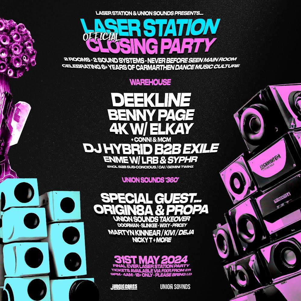 Laser Station Closing Rave x Jungle Cakes - フライヤー表