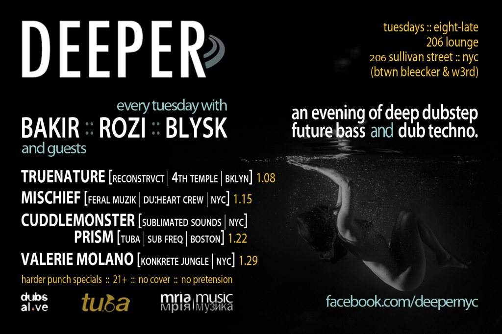 Deeper 012: Deep Dubstep, Future Bass & Dub Techno at 206 Lounge, New ...