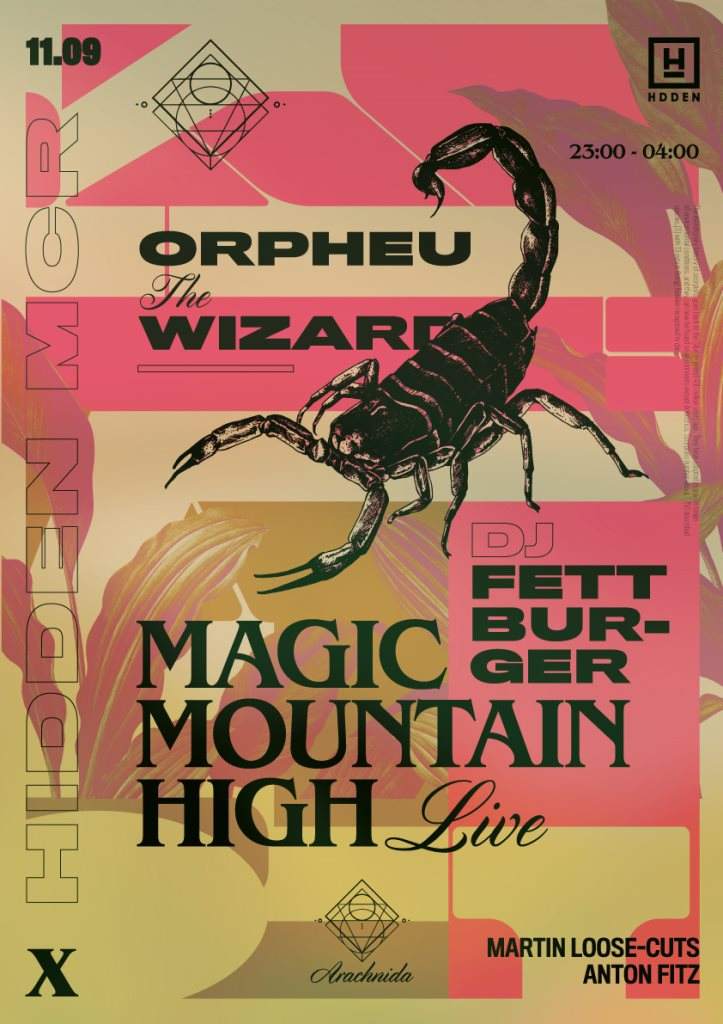 Hidden with Magic Mountain High, DJ Fettburger, Orpheu The Wizard - フライヤー表
