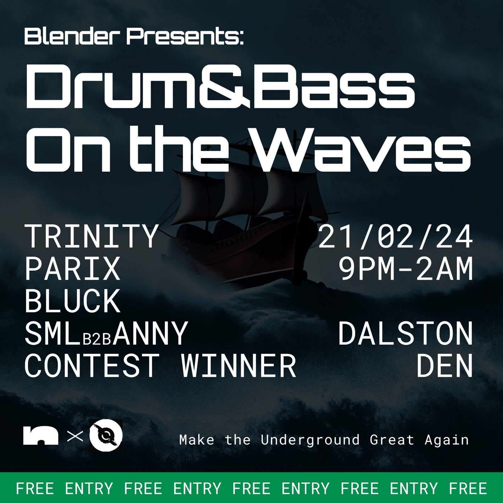Blender presents: Drum&Bass On the Waves - フライヤー表