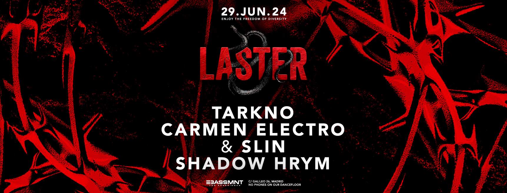 Laster Club vol. LVI - Tarkno, slin & Carmen Electro, Shadow Hrym - Página frontal
