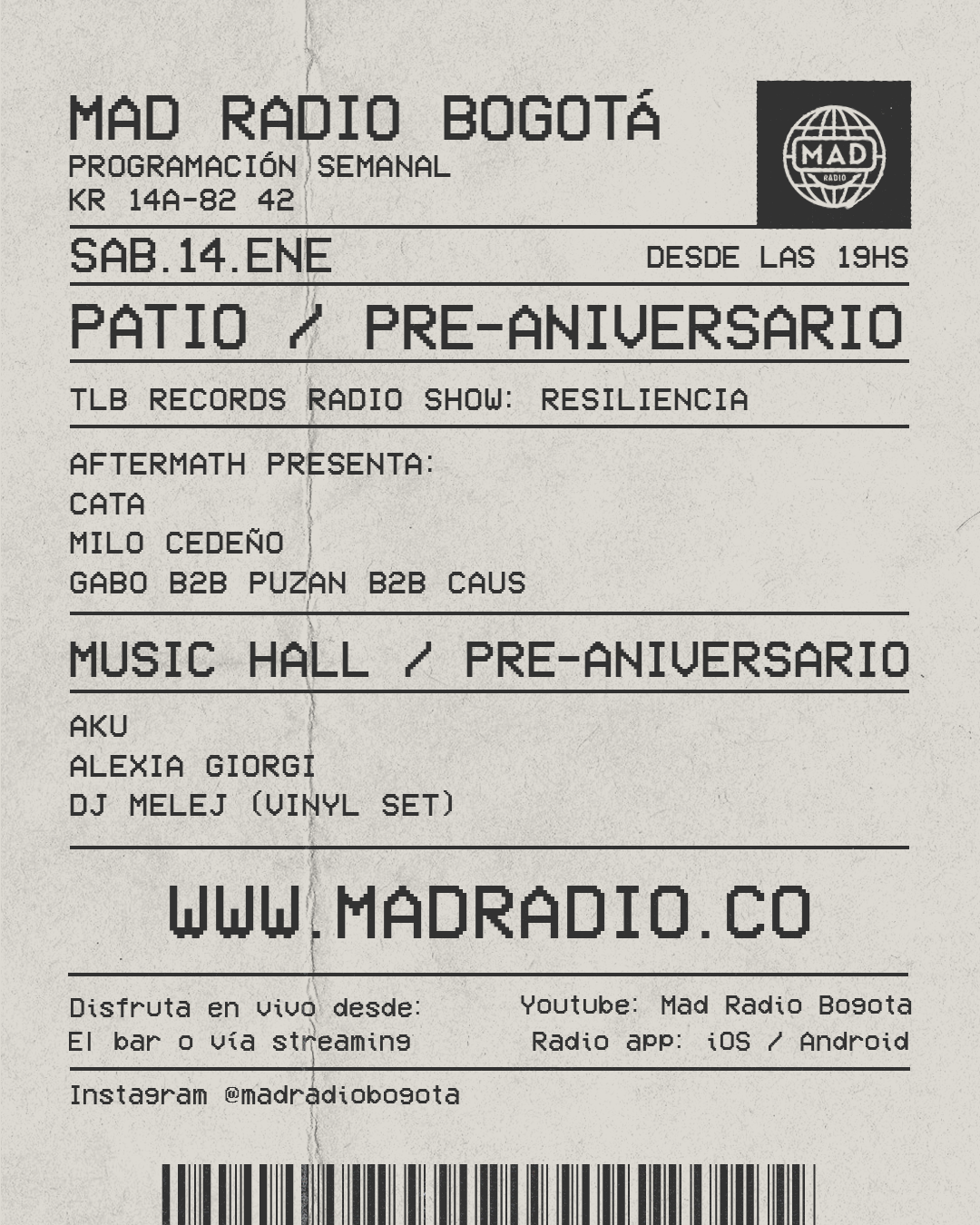 Mad Radio / PreAniversario / Aftermath at Mad Radio Bogotá, Bogotá