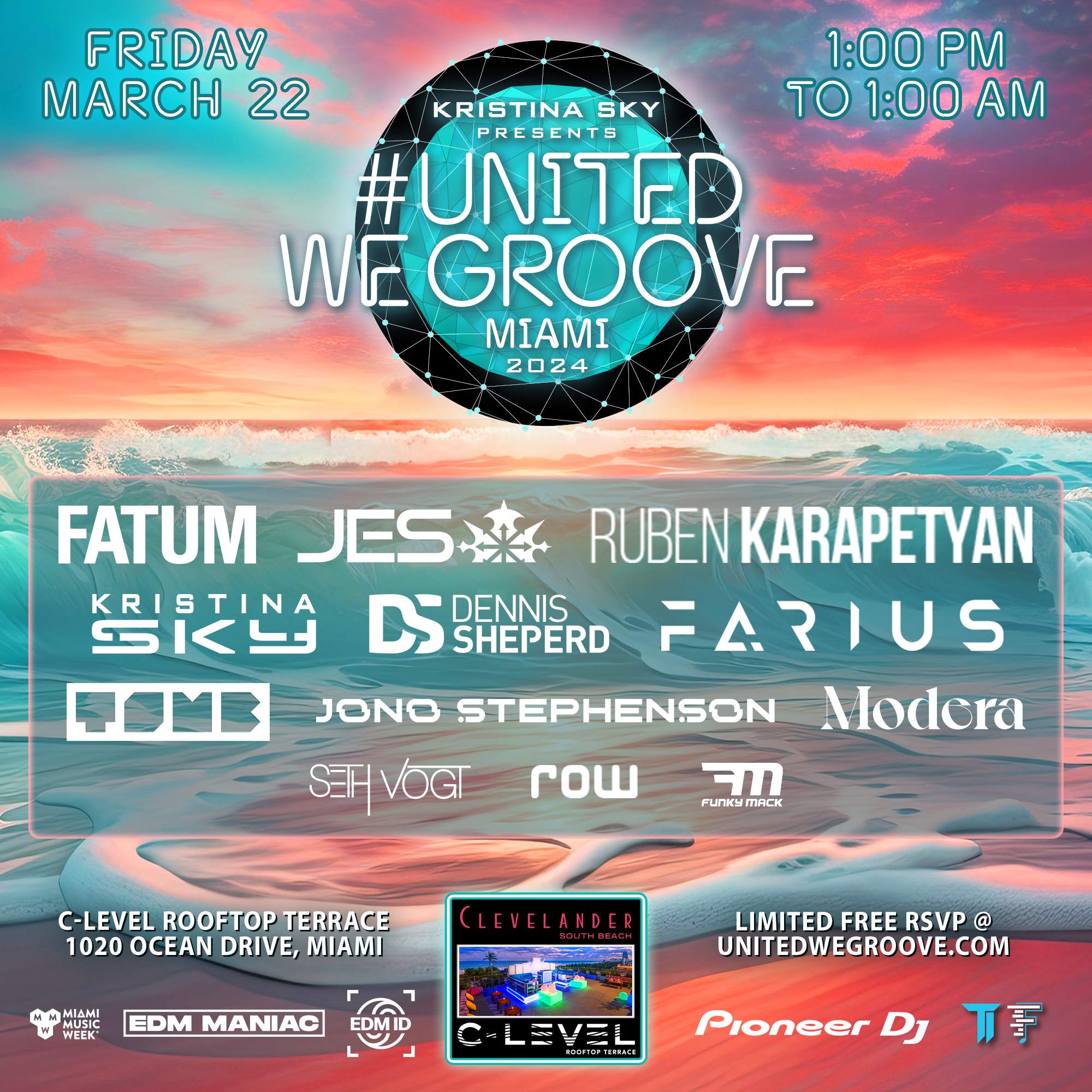 Kristina Sky presents United We Groove Miami 2024 - フライヤー表