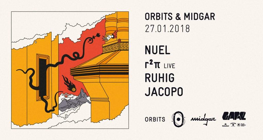 Orbits & Midgar with Nuel, r²π, Ruhig, Jacopo - フライヤー表