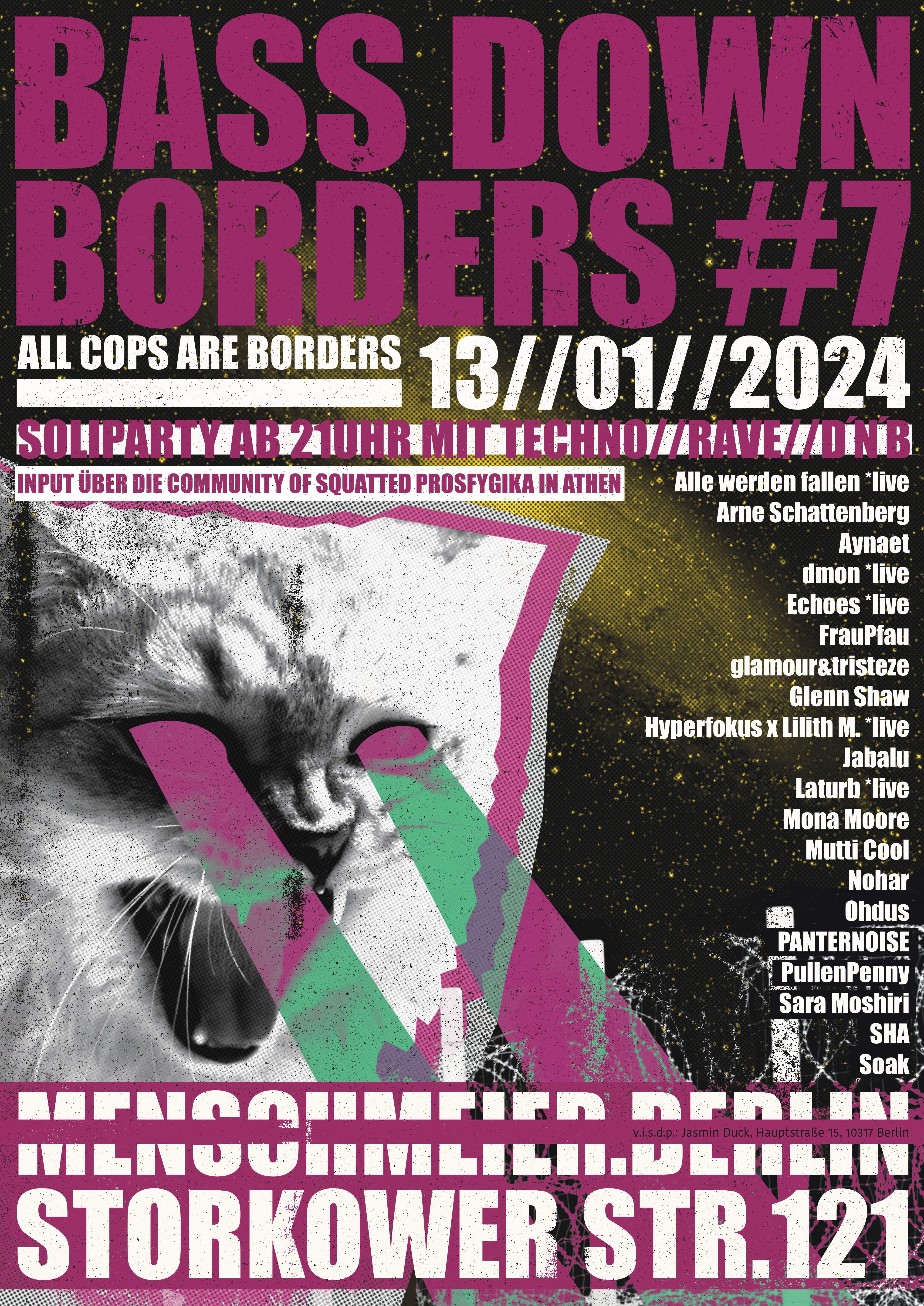 BassDownBorders #7 // Soliparty für antirassistische Initiativen und Kämpfe - フライヤー表