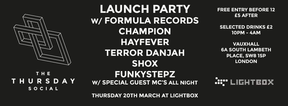 TTS Free Launch Party with Champion, Terror Danjah, Hayfever, Shox, Funkystepz & Guest Mc's - Página frontal
