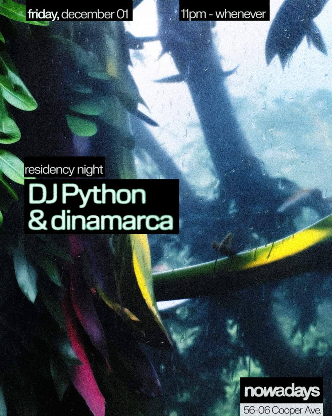 DJ Python Residency with Dinamarca at Nowadays, New York City