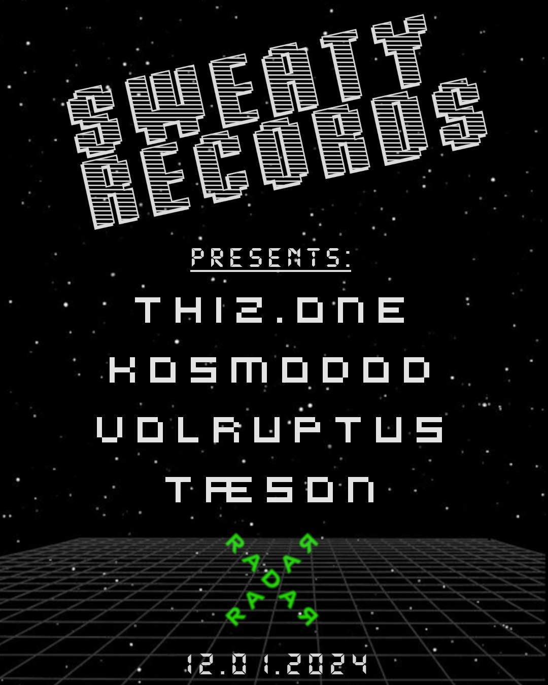 Sweaty Records presents: ThizOne, Tæson, Kosmodod, Volruptus - Página frontal