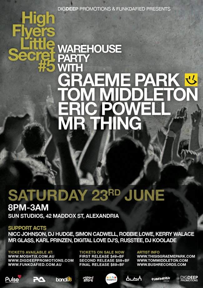 High Flyers Little Secret #5 Warehouse Party with Graeme Park & Tom Middleton - フライヤー表