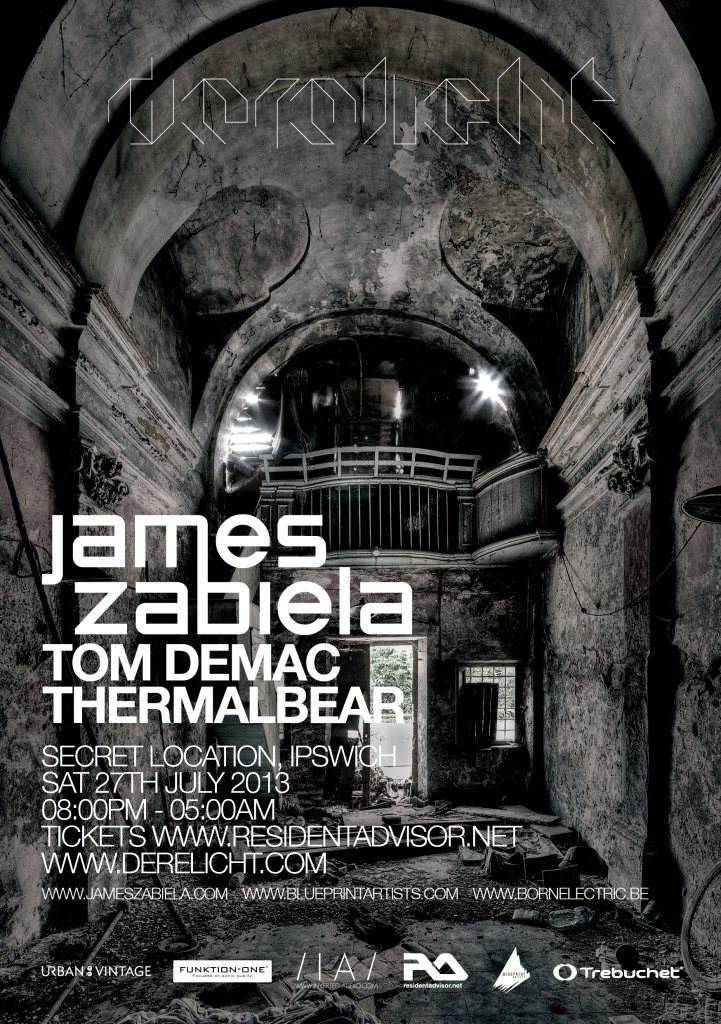 Derelicht 02 ft James Zabiela, Tom Demac & Thermalbear - フライヤー表