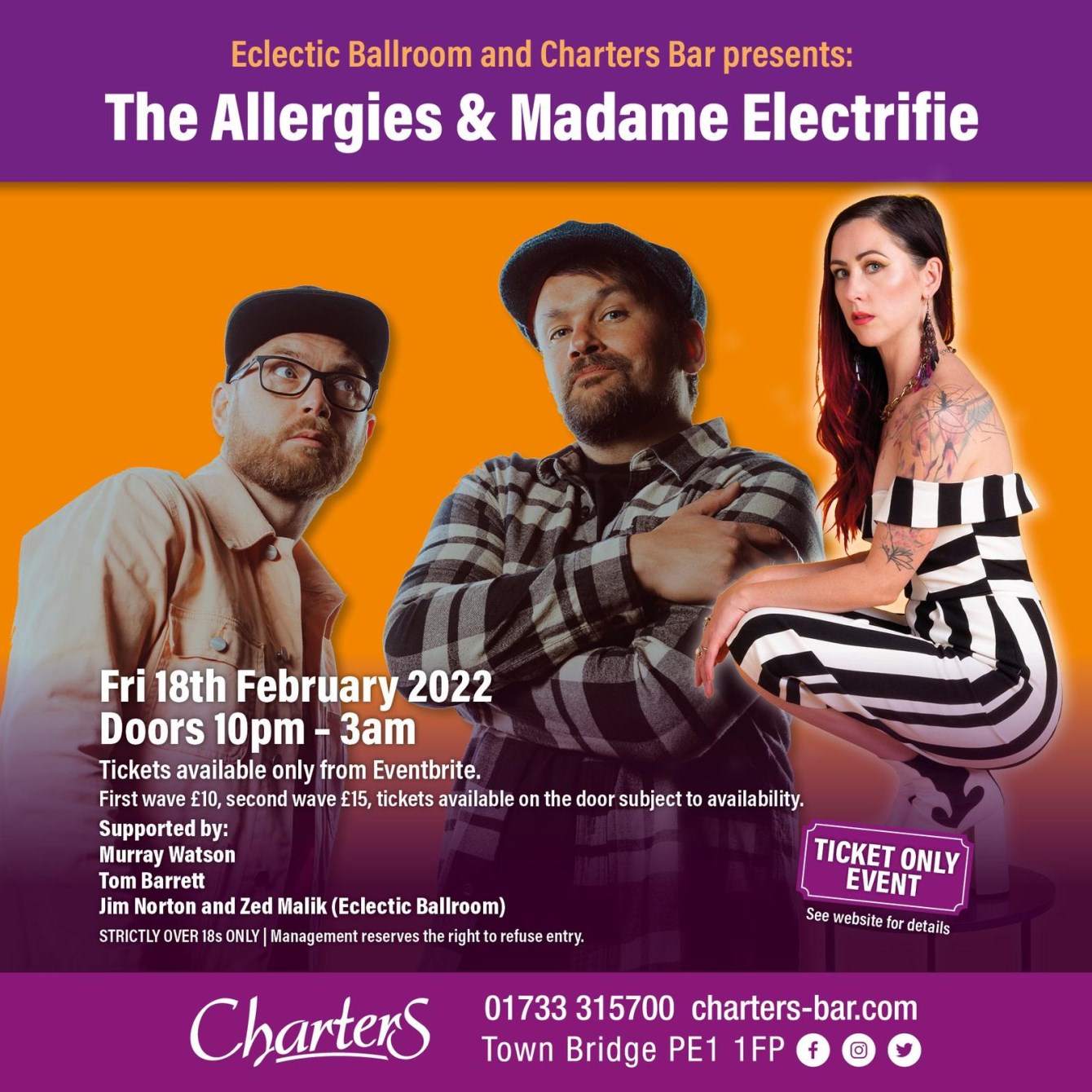 Eclectic Ballroom & Charters Bar present The Allergies and Madame Eclectrfie. - Página frontal