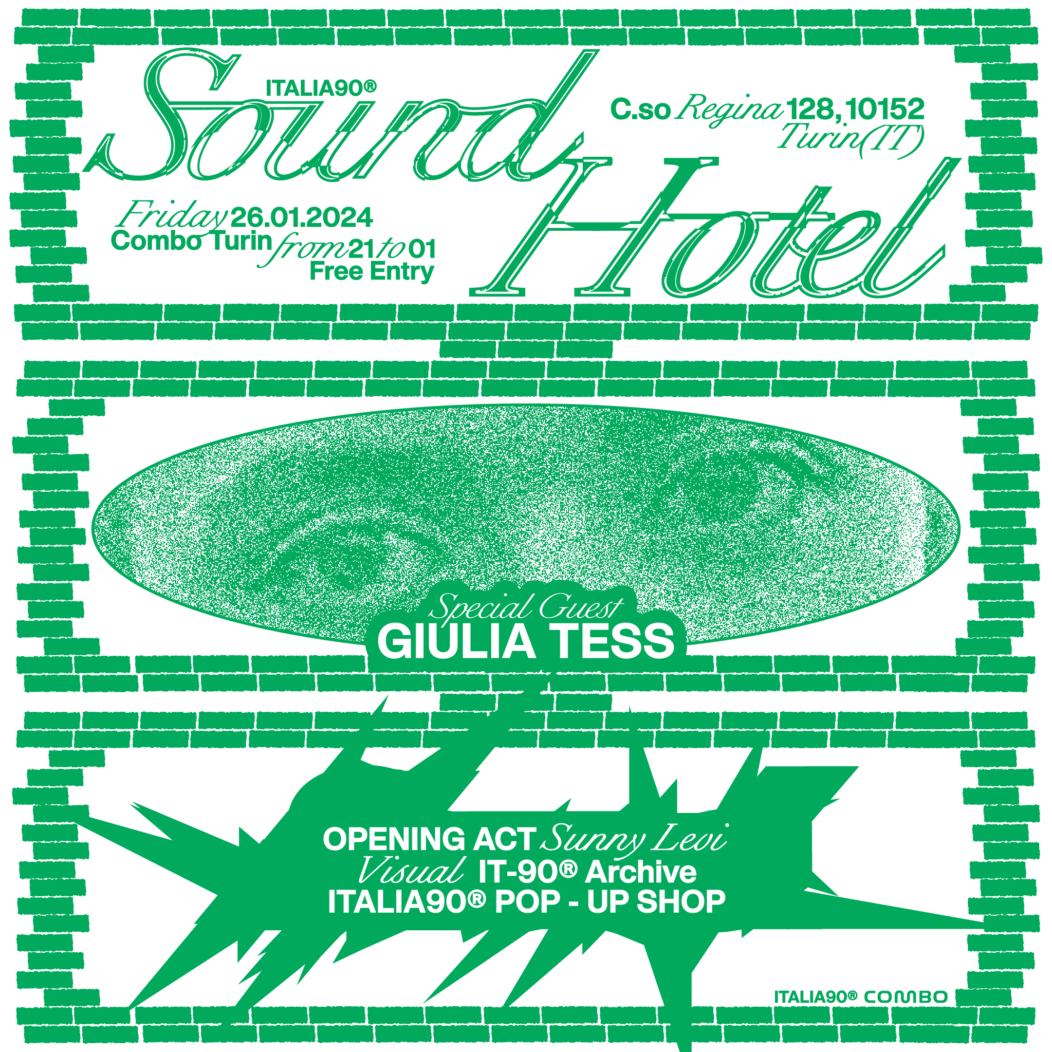 Italia90 Sound Hotel w\ Giulia Tess - フライヤー表