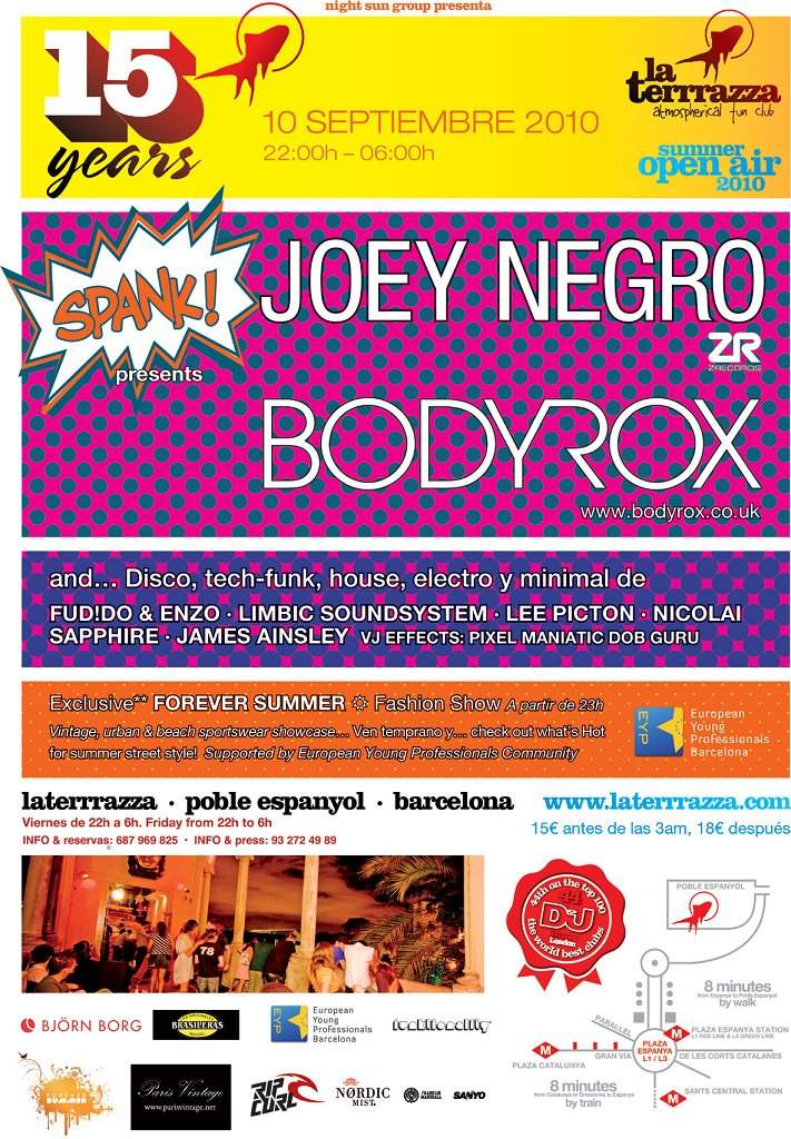 Spank presents: Forever Summer Fashion Show and Party with Joey Negro & Bodyrox - フライヤー裏