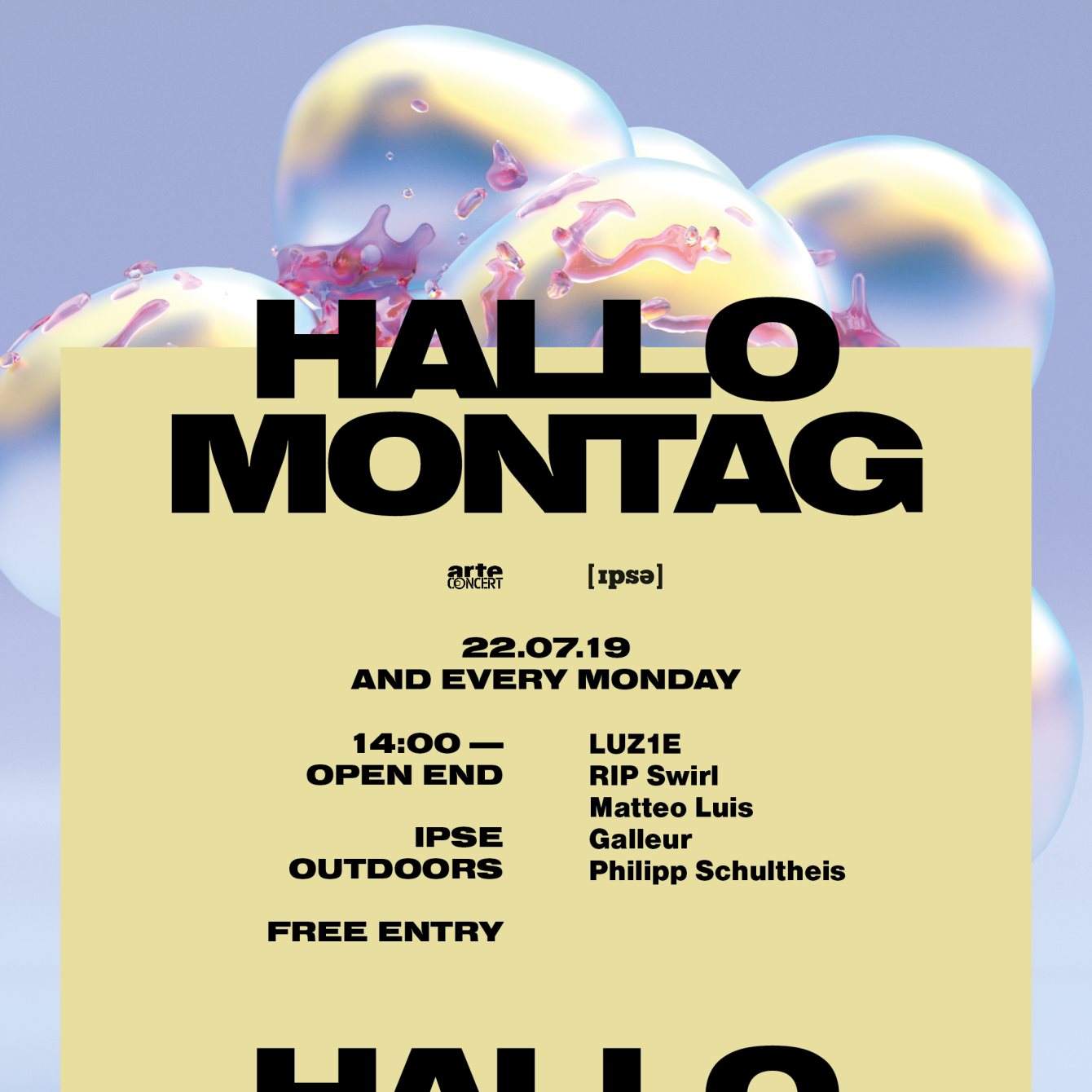 Hallo Montag - Open Air with Luz1e, Matteo Luis, Rip Swirl and More - フライヤー表