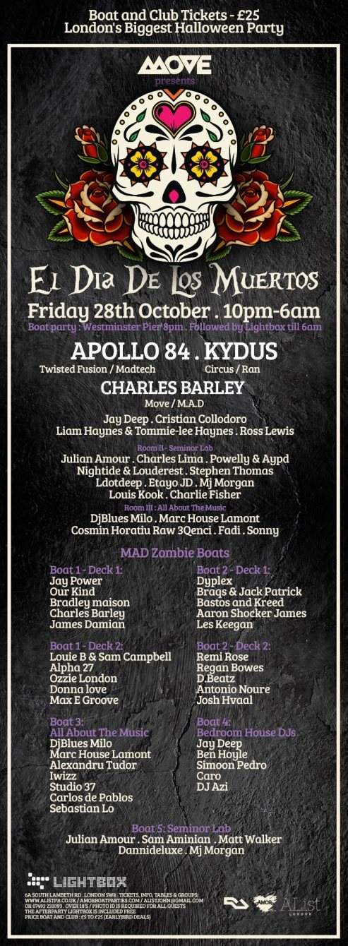 Mexican Day of the Dead Halloween Party + Boats Ft. Apollo 84 & Kydus - フライヤー表