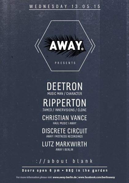 Away presents Deetron & Ripperton - フライヤー裏