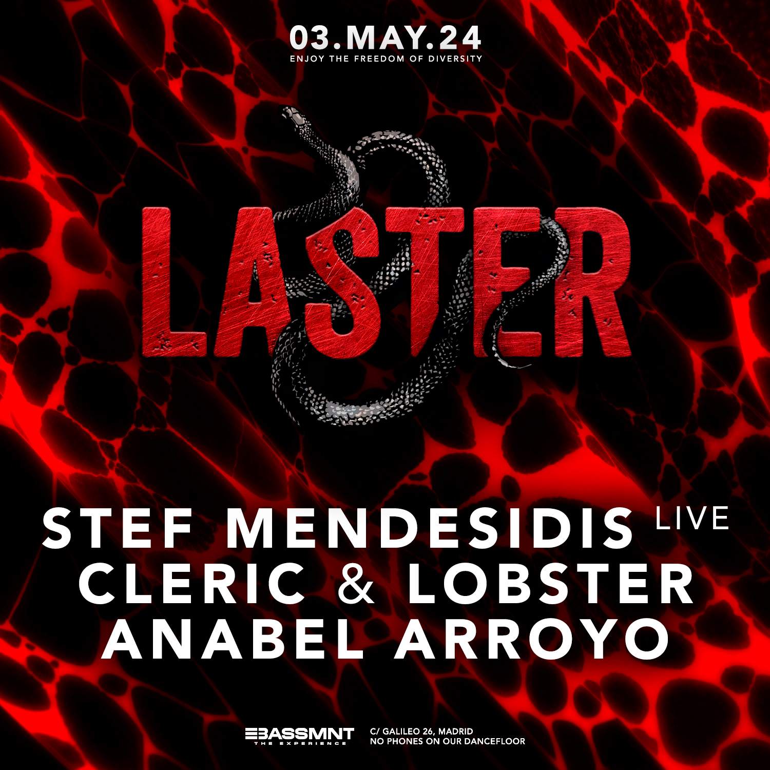 Laster Club vol. LI - Stef Mendesidis LIVE, Cleric & Lobster, Anabel Arroyo - フライヤー裏