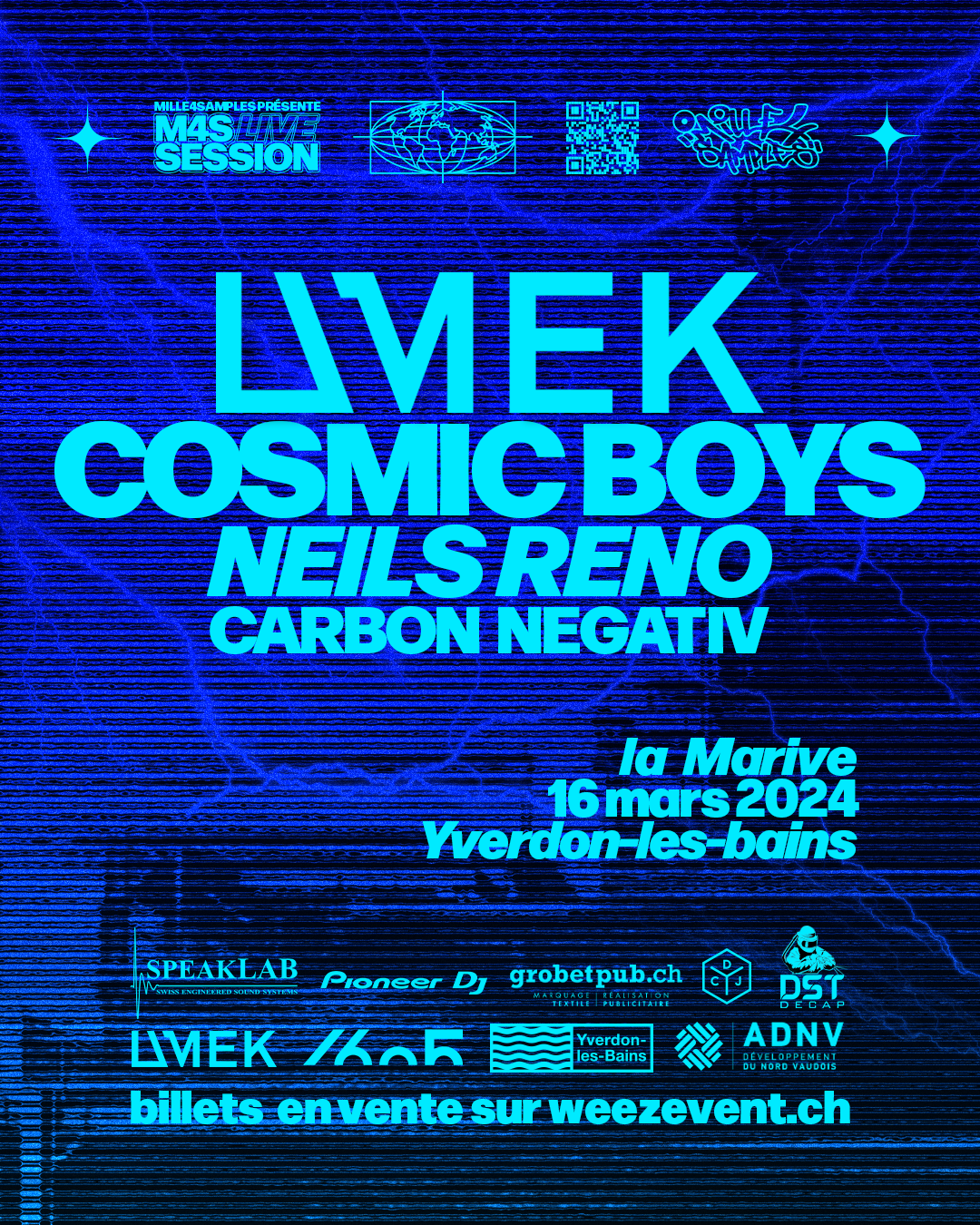 M4S LIVE SESSION - Umek / Cosmic Boys / NEILS RENO / CARBON NEGATIV - フライヤー表
