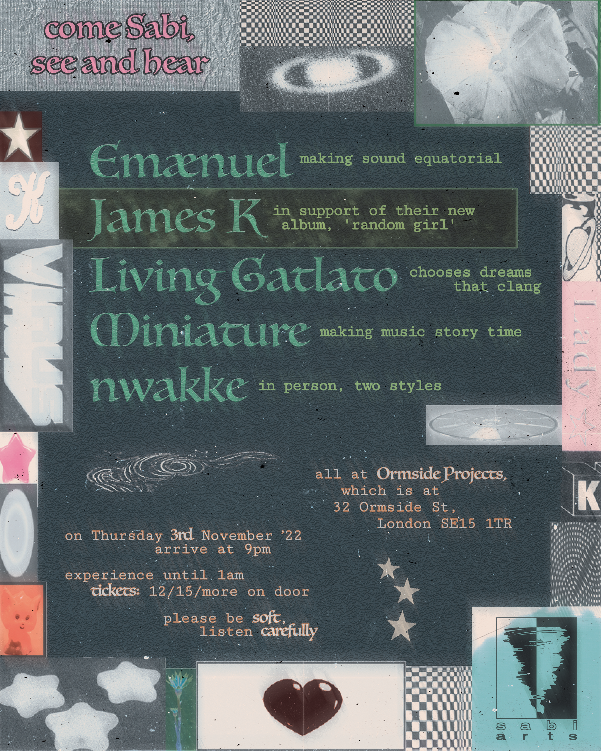 Sabi Arts with James K, Emaenuel, Living Gatlato, Miniature, and nwakke - フライヤー表