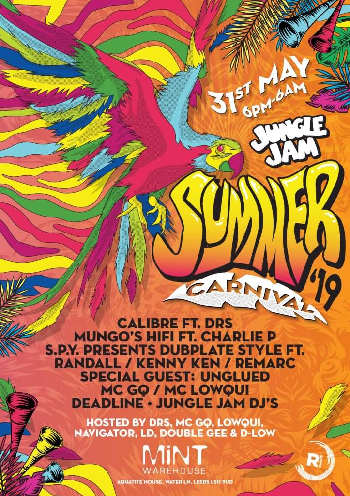 Jungle Jam Summer Carnival Leeds - Calibre & DRS / SPY / Mungo's Hifi / Randall / Unglued - フライヤー表