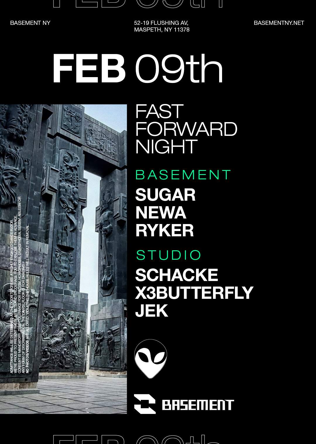 Fast Forward Night: Sugar / Newa / RYKER / Schacke / x3butterfly / Jek - フライヤー表