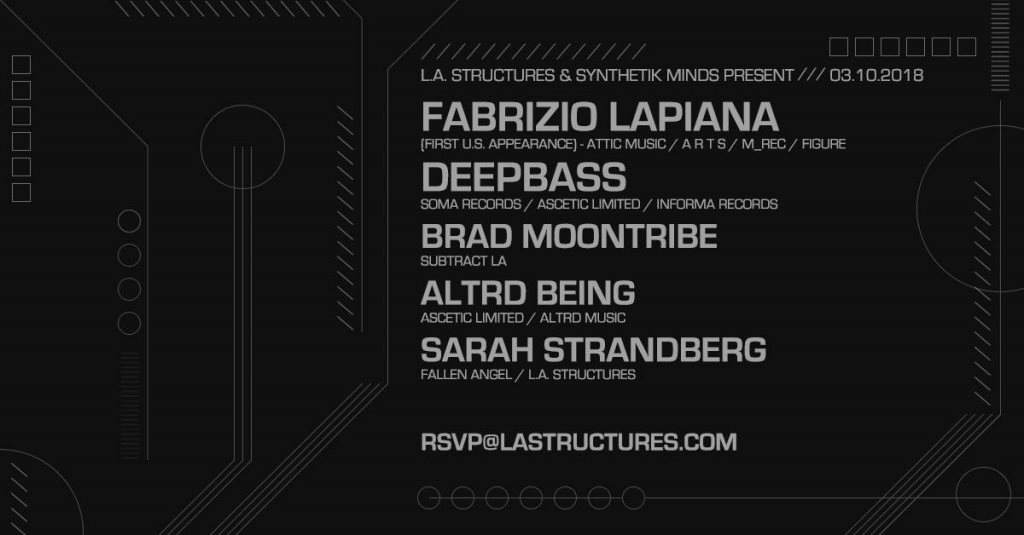 L.A. Structures and Synthetik Minds present: Fabrizio Lapiana, Deepbass - フライヤー表
