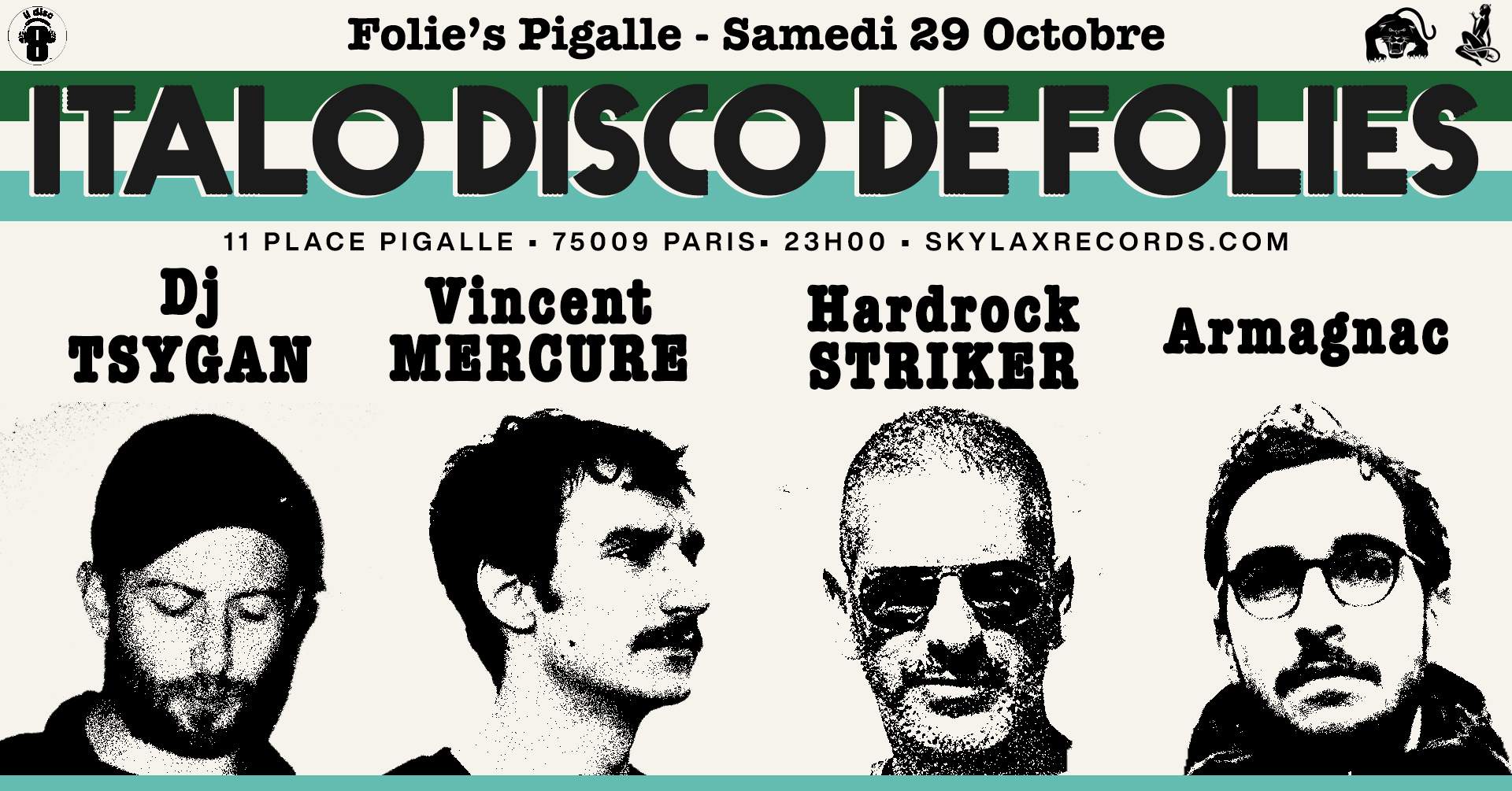 Italo Disco de Folies with Hardrock Striker, DJ Tsygan, Armagnac & Vincent Mercure - フライヤー表