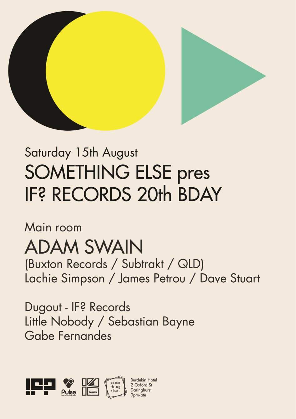 Something Else with Adam Swain & If???? Records 20th B'day - フライヤー表