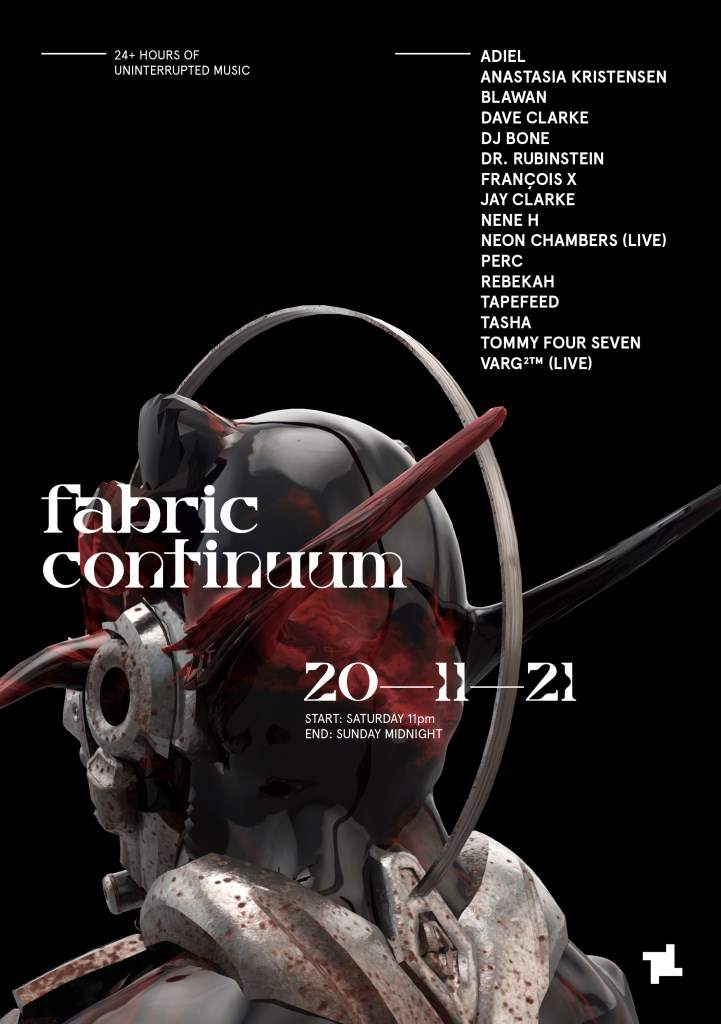 fabric: Continuum 24+ hours with Blawan, Rebekah, François X, Nene H, DJ Bone & More - フライヤー表