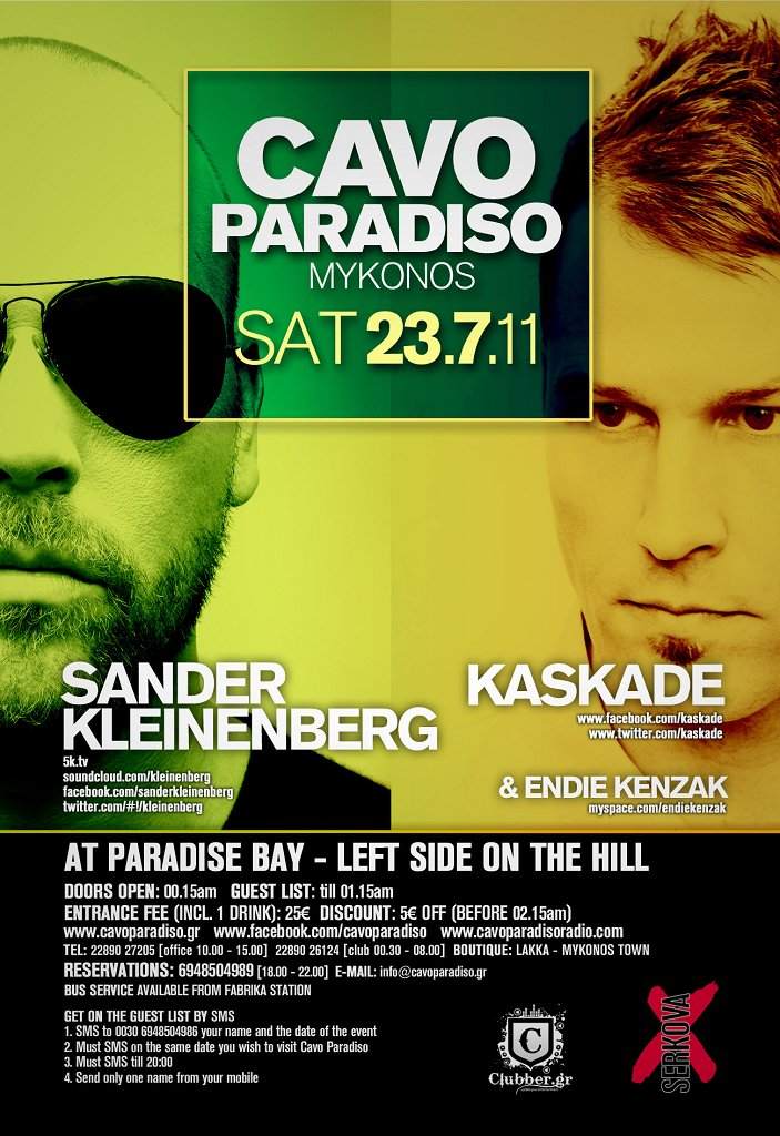 Cavo Paradiso presents Sander Kleinenberg & Kaskade - Página frontal
