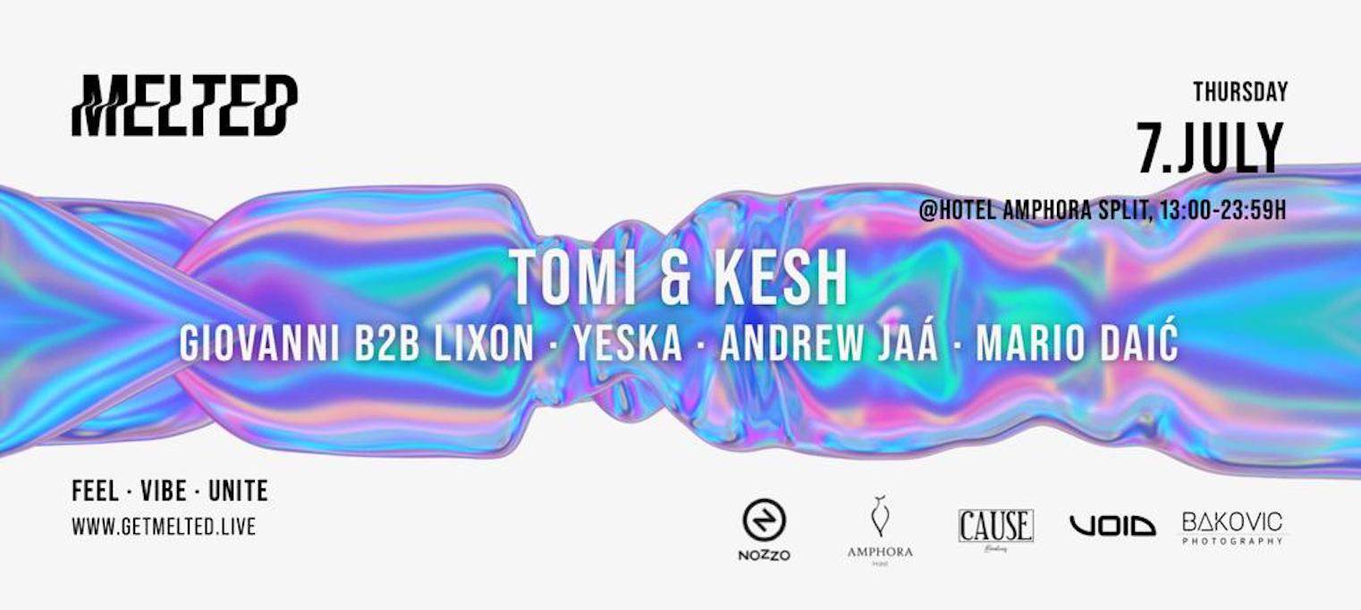 Melted pres. Beach & Rooftopparty with Tomi & Kesh at Hotel Amphora Split, Croatia 07.07.22 - Página trasera