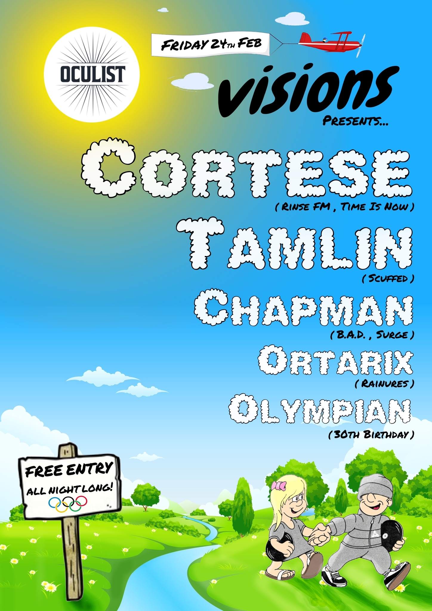 Visions presents: Cortese, Tamlin, Adam Chapman, Olympian, Ortarix - フライヤー表