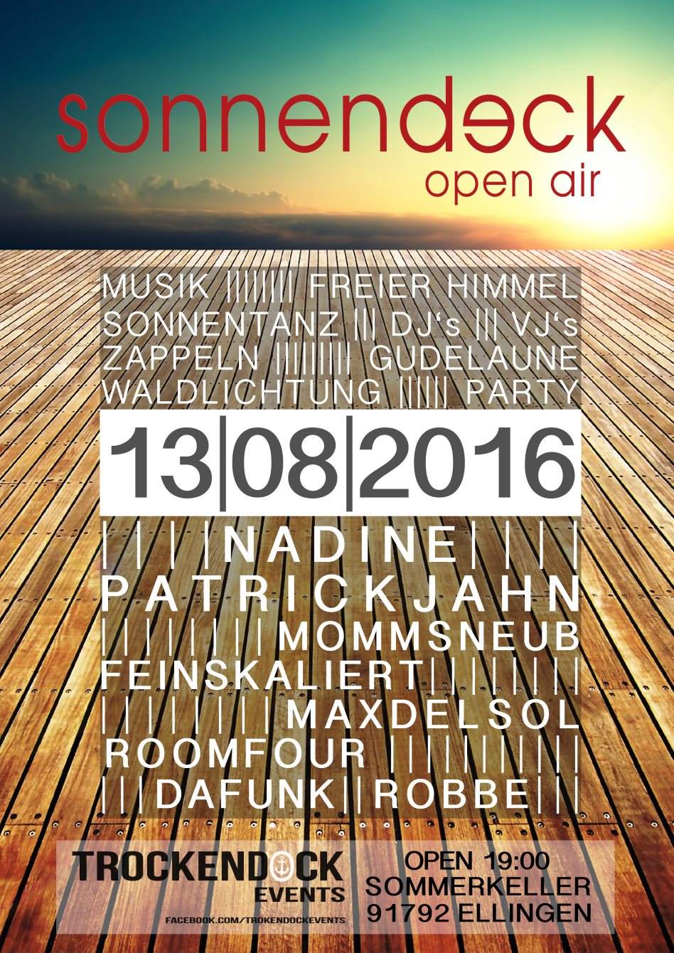 Sonnendeck Open Air 2016 - フライヤー表