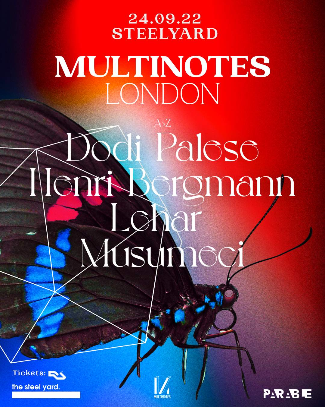 Multinotes London with Lehar, Musumeci, Dodi Palese, Henri Bergmann - フライヤー表