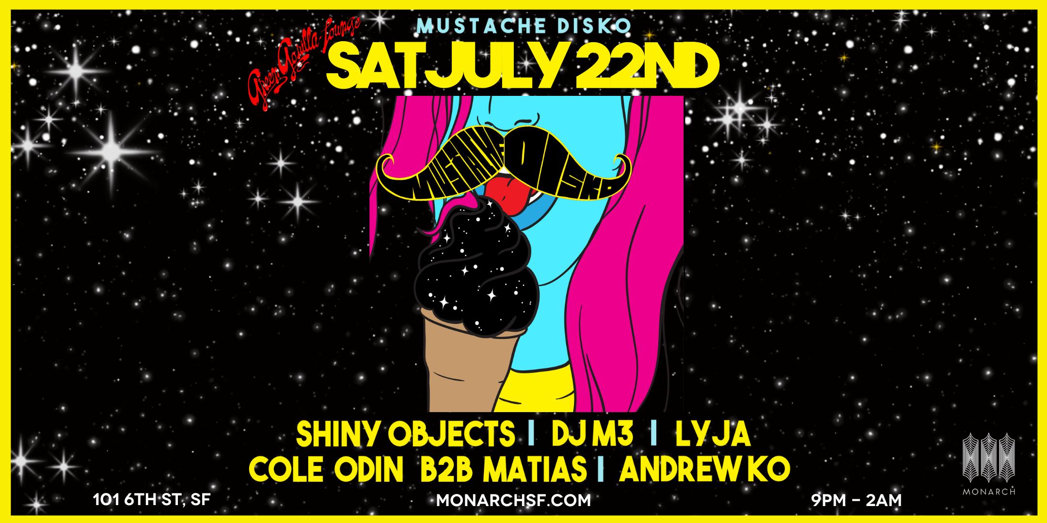 Mustache Disko ft Shiny Objects, DJ M3, LYJA, ANDREW KO, COLE, MATIAS - Página frontal