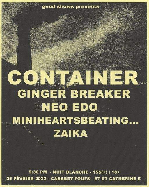 Container, GINGER BREAKER, Neo Edo, MINIHEARTSBEATING... , ZAIKA - フライヤー表