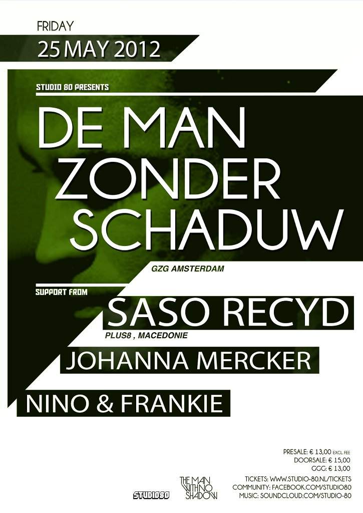 Studio 80 presents De Man Zonder Schaduw - フライヤー表