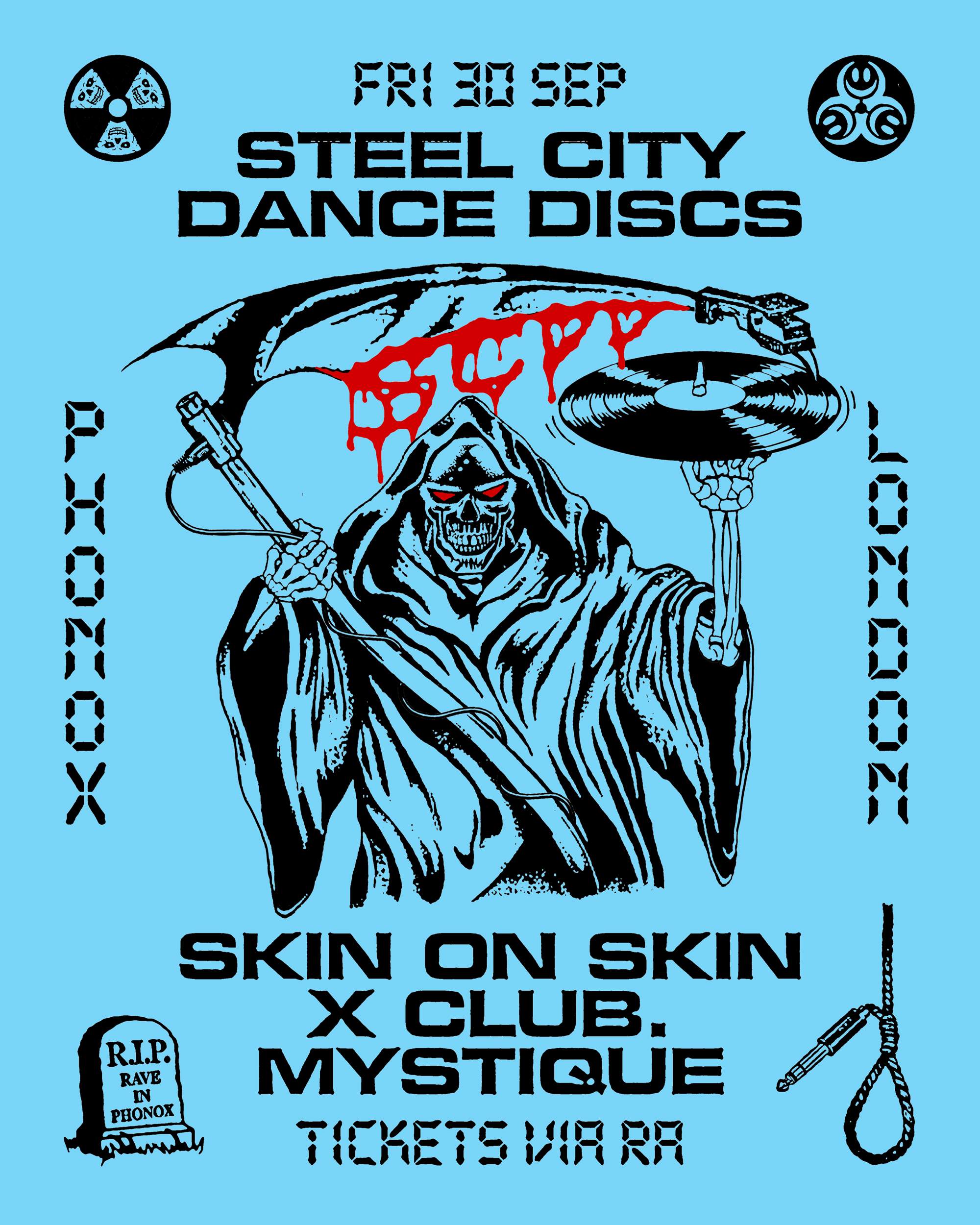 Steel City Dance Discs [S.C.D.D] with Skin On Skin, X Club, Mystique - Phonox, London - Página trasera