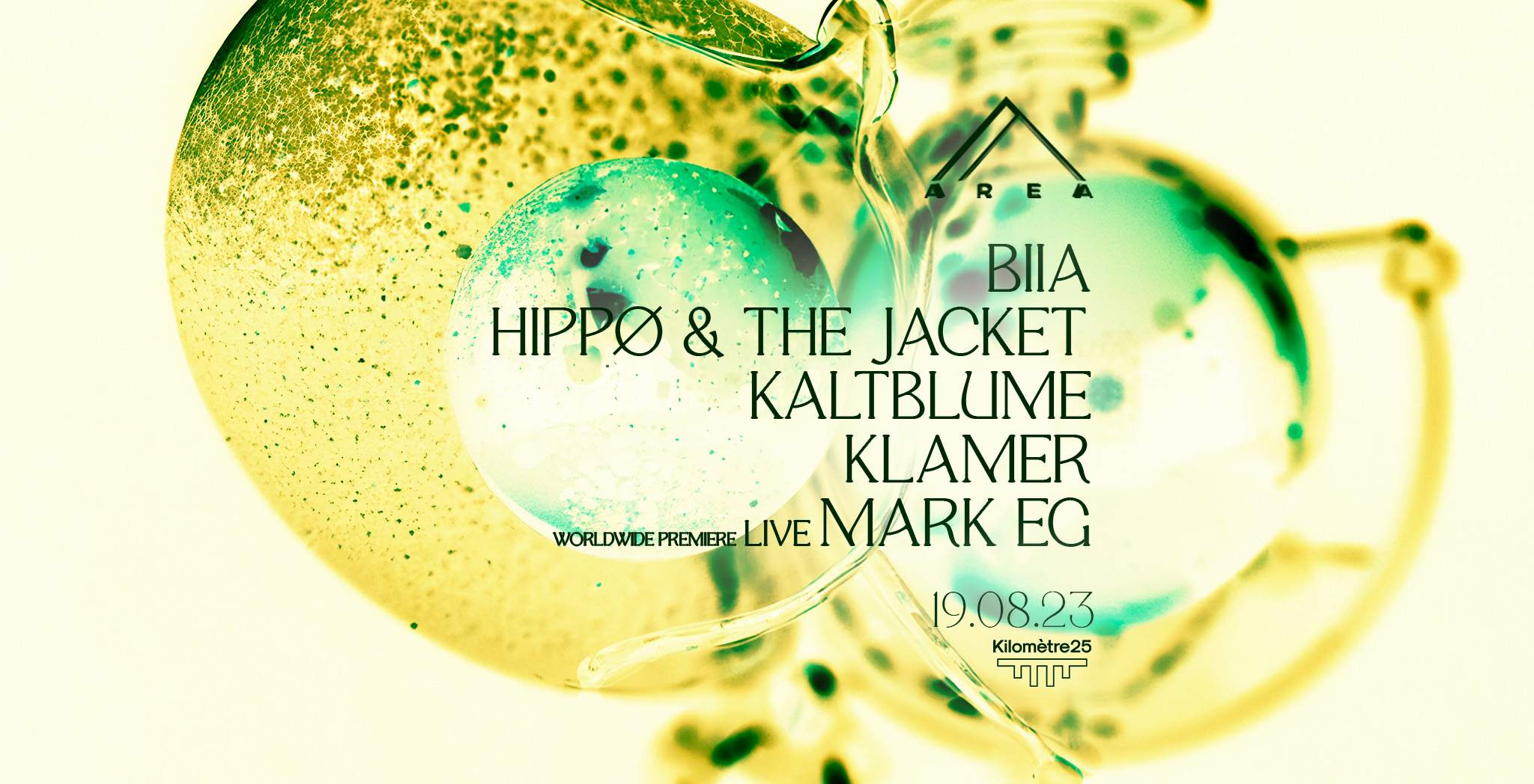 AREA x KM25: HIPPØ & THE JACKET, Mark EG, KLAMER & MORE - フライヤー表