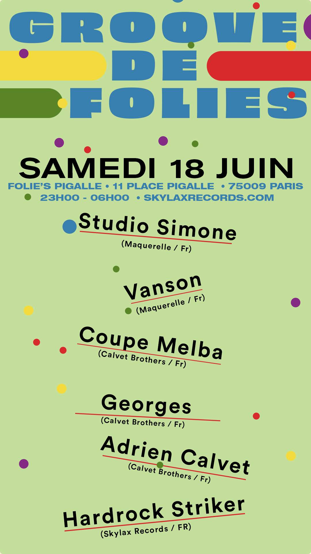 Groove de Folies with Adrien Calvet, Studio Simone, Vanson, Coupe Melba, Georges & Skylax - Página trasera
